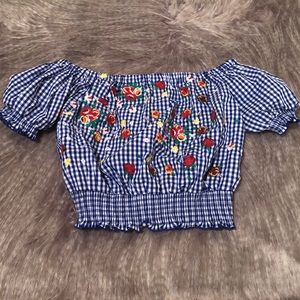 🌺 3 for $10 🌺 Blue Off-The-Shoulder Crop Top 🌺